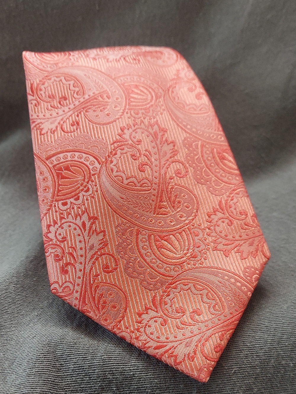 The Tie Bar Twill Paisley Coral Tie 3.5x60"